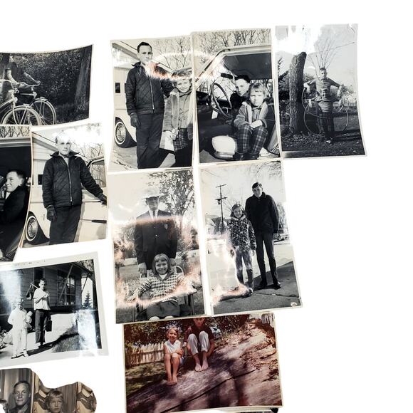 Vtg Junk Drawer Lot of 15 Monochrome Color Photos Siblings Growing Up - Picture 3 of 8